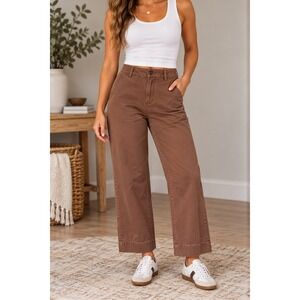 Everlane Utility Pant Brown Organic Cotton High Waist Cropped Size 0 BROWN PANTS
